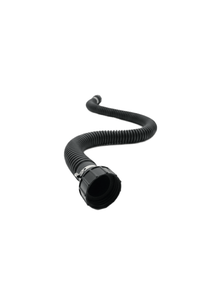 40mm NATO hose female connector end with full hose visible - flexible extension for Israeli CBRN gas masks and PAPR blowers
