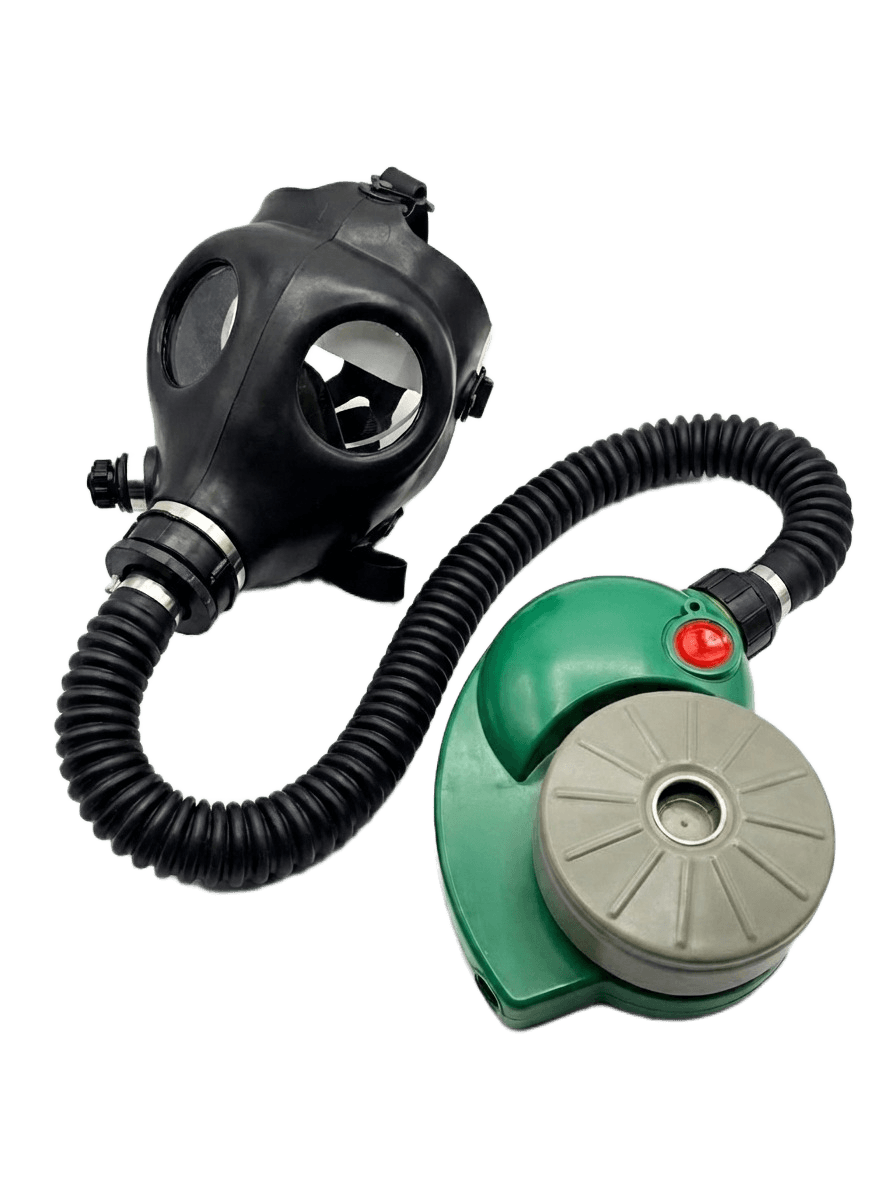 Comfort breathing CBRN kit - Israeli 4A1 gas mask, ONYX 45 PAPR blower, M80 40mm NATO NBC filter, and connector hose