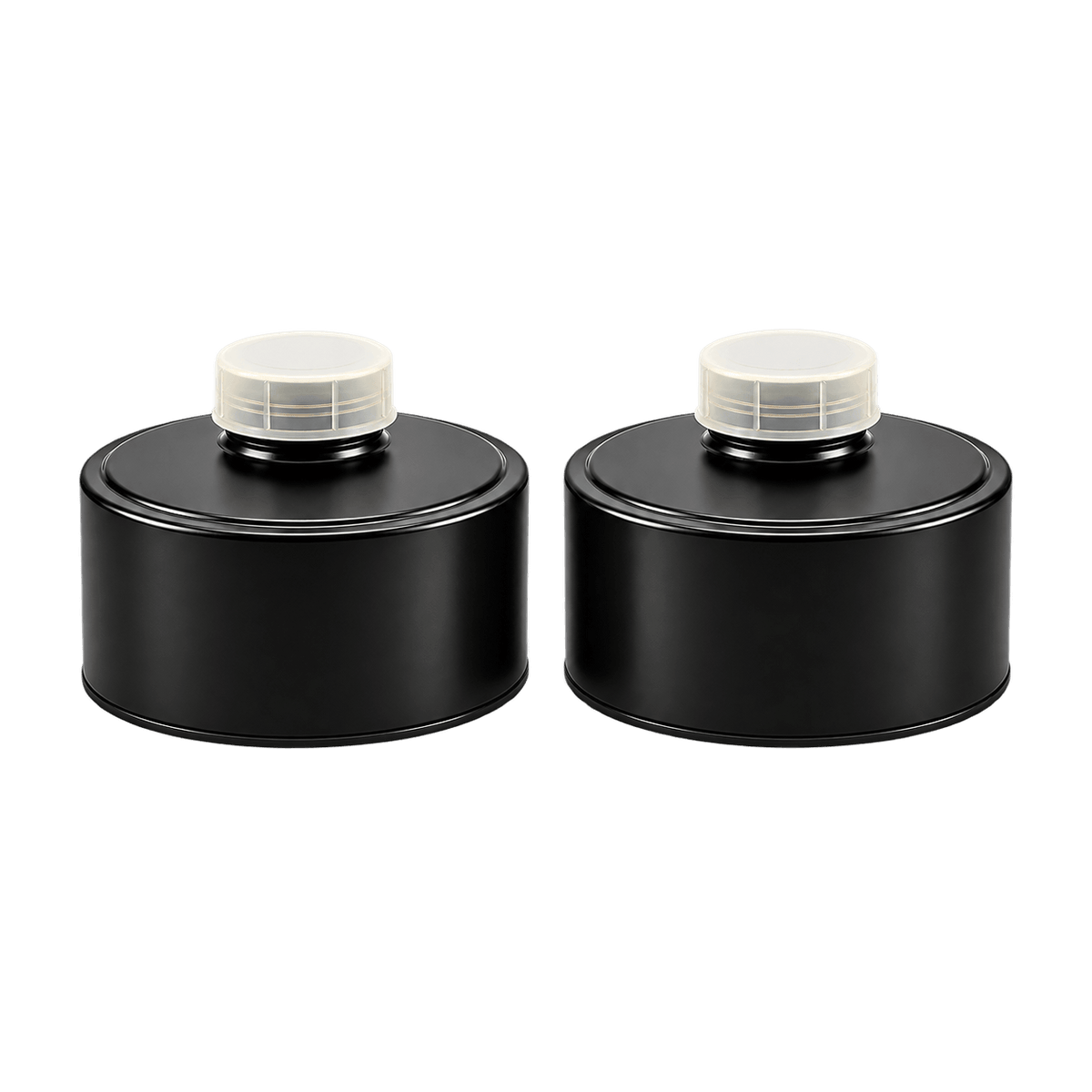 Israeli Civil Defense 40 mm NATO NBC filter 2-pack side view - easy breathing, factory-sealed, CBRN-rated