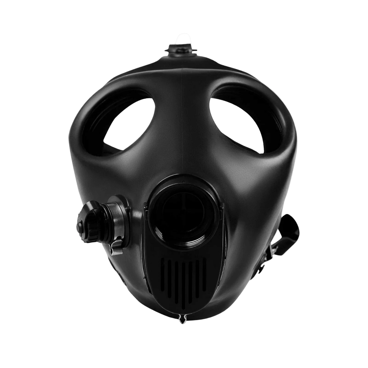 Israeli gas mask front view no filter - second angle showing rubber chin and visor detail - costume use