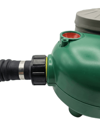 ONYX 45 PAPR blower hose connection close-up - M80 NBC filter seated inside, 40 mm NATO thread