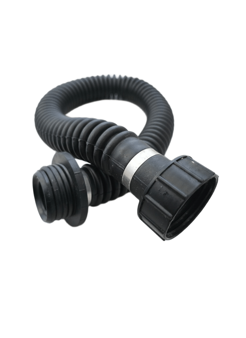 Supergum 40 mm NATO extension hose - both ends showing male and female connectors for gas masks, hoods and PAPR blowers