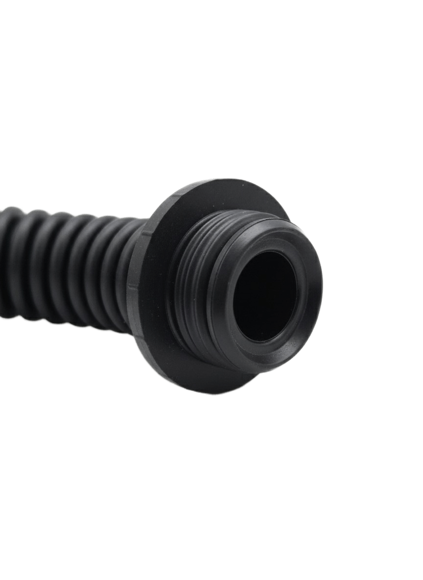 40mm NATO hose male thread close-up - connects into the ONYX 45 PAPR blower port, EN 148-1 compatible