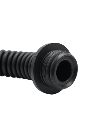 40mm NATO hose male thread close-up - connects into the ONYX 45 PAPR blower port, EN 148-1 compatible